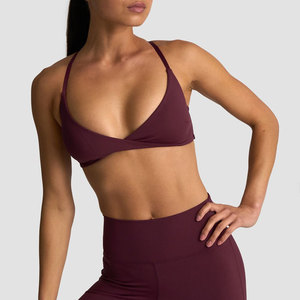 Sujetador deportivo transpirable para mujer, con tiras cruzadas en la espalda, diseño sólido, cuello en V profundo, para correr al aire libre, hacer ejercicio, yoga, para mujeres adultas - Product Image 5