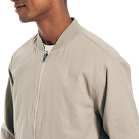 Blouson bomber beige pour homme, léger, fermeture éclair intégrale, col montant, coupe-vent, veste décontractée pour le printemps
