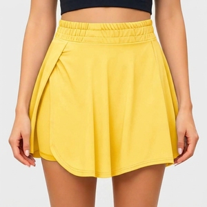 Women's <b>Plaid</b> Winter Use Yellow Tennis <b>Shorts</b> Elastic Waist Solid Color Breathable Quick Dry Athletic <b>Shorts</b> for Summer Sports - Product Image 1