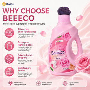 BeeEco Fabric Softener <b>Liquid</b> Rose 2kg X6 Bottles Wholesale Eco-Friendly Biodegradable with 30%-50% Active Ingredients - Product Image 5