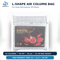 Sac gonflable antichoc en forme de L à 20 colonnes AIR.DFLY 55um PA+PE pour l'expédition de grandes boîtes cadeaux plates