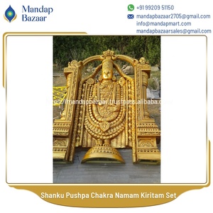 ชุดตกแต่งงานแต่งงานแบบดั้งเดิมของอินเดียใต้ ประกอบด้วยอุปกรณ์ตกแต่งบัลลาจี ปัตมาวิตี ชังกุ จักระ นามัม คิริทัม ทำจากเส้นใยที่ทนทาน - Product Image 3