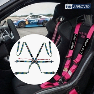 TBRACING ULTRA-D Harnais de course 6 points homologué FIA 2 pouces avec logo personnalisé, brevet taïwanais, confort, couture monobloc, fluoré - Product Image 3