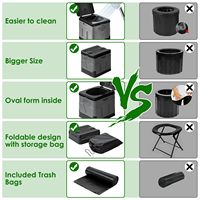 Toilette de camping portable pour voiture avec sac de transport pour la navigation de plaisance, la randonnée, les activités de plein air, pot de toilette d'urgence pliable avec couvercle et sacs poubelles, modèle D0100HPTX7U