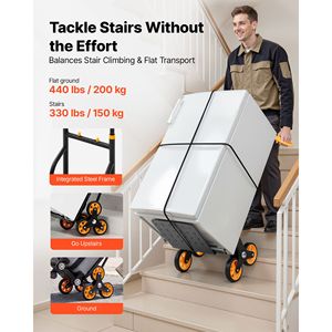 Carrello Saliscale con Capacità di Carico di 400kg, 6 Ruote e Manico Telescopico - Supporto OEM Personalizzabile - Product Image 2