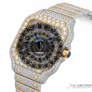 Reloj de Lujo con Diseño de Dibujos Animados, Cuadrado, de Cuarzo, Acero Inoxidable, Moissanita, Diamantes, Analógico, 38 mm, Cristal, Cierre Plegable, Estilo Hip Hop - Product Image 5