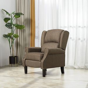 Poltrona Reclinabile Marrone con Braccioli Alti, Riscaldamento, Tessuto, Telecomando, Massaggio e Poggiapiedi per Soggiorno - Product Image 1