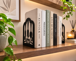 AK Brass Cutlery Design Metal <b>Bookends</b> in Black Powder Coated Finished Set of 2 For Library Decor / Room Decor - Product Image 2