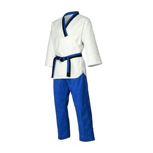 Veste blanche, pantalon bleu, uniforme de taekwondo, tenue de combat, tissu performant, équipement de taekwondo haute performance - Product Image 3