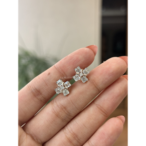 Élégantes boucles d'oreilles clous en diamant de laboratoire taille Asscher à quatre pétales, 2,25 carats, en or, bijoux raffinés, cadeau pour femme - Product Image 3
