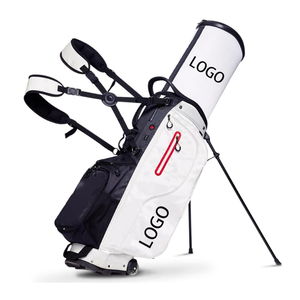Sac de golf professionnel blanc et noir avec fermetures éclair thermosoudées et béquille de stabilité automatique - Product Image 1