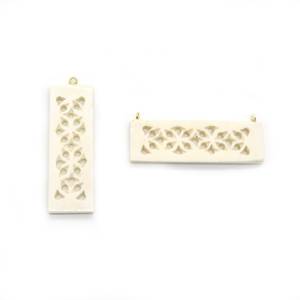 Colgante de Barra Cuadrada de Hueso de Buey Natural Hecho a Mano con Filigrana: Cuentas Rectangulares Focales de 65mm - Product Image 4