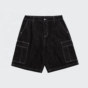 Shorts en jean noir délavé pour homme, coupe décontractée, style streetwear tendance, shorts en jean personnalisés pour homme - Product Image 1