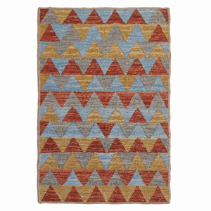 Alfombra DECORDEC Beige Marfil de Lana con Diseño Geométrico de Diamantes, Ecológica, Antideslizante, con Textura Lineal en Relieve, Hecha a Mano, Gruesa y Contemporánea - Product Image 1