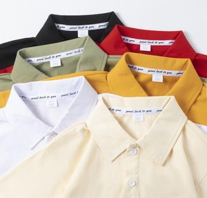 เสื้อเชิ้ตเด็กผ้าฝ้ายลำลองอเนกประสงค์ ยูนิเซ็กซ์ สีพื้น ปกเสื้อ แขนสั้น ถักนิตติ้ง 180 กรัม มีไซส์ใหญ่ กลาง เล็ก - Product Image 3