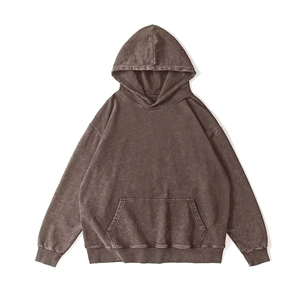 Sweat-shirt à capuche surdimensionné pour homme, 100% coton, tissu éponge français, couleur unie, pull décontracté, vêtement d'automne - Product Image 1