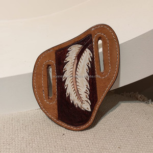 Funda de cuchillo de caza de plumas de cuero de calidad increíble, funda de cuchillo de trampero de cinturón personalizada, Funda de cuero genuino - Product Image 2