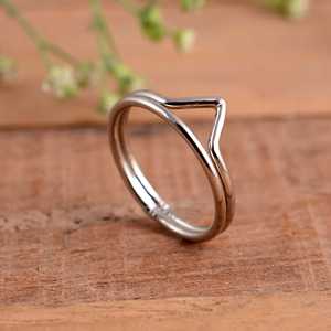 SHYAM JEWELRS Luxury Minimalist 925 Sterling Silver Double Chevron <b>Ring</b> Handmade V-Shaped Wishbone <b>Stacking</b> Band Unisex - Product Image 6
