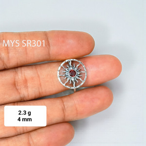 Beautiful Sun Design 925 Sterling <b>Silver</b> <b>Ring</b> Handmade Natural Round Faceted Cut <b>Garnet</b> Gemstone <b>Rings</b> Wholesale Price Jewelry - Product Image 1