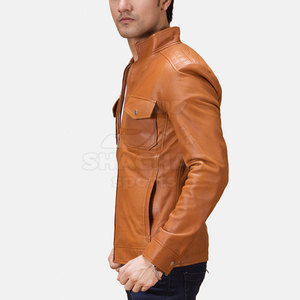 Veste en cuir personnalisée avec impression de logo, vêtements de motard élégants pour hommes, fournisseur d'usine, veste d'hiver pour hommes - Product Image 3