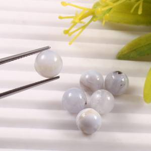 Lote al por mayor de esferas redondas lisas de ágata de encaje azul natural de 10 mm para joyería y sanación - Product Image 3
