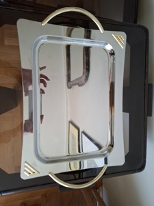 Plateau décoratif carré en acier inoxydable fait main de luxe, poli brillant, pour service créatif à domicile - Product Image 4