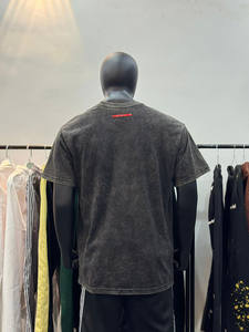 T-shirts pour hommes en coton délavé, matière respirante, coupe oversize, style décontracté, manches courtes, col rond. - Product Image 2