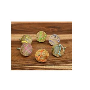Handcrafted Brown Wood Knob with Brass Resin Inlay Modern Design for Cabinets Drawers Kitchen Doors Bathroom Hotel Dresser - Product Image 2