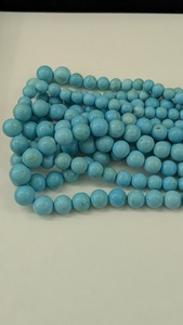 Perles lisses en turquoise naturelle Sleeping Beauty, pierre précieuse d'Arizona bleu ciel (5 - 8 mm, 20 pouces) pour la fabrication de bijoux - Product Image 4