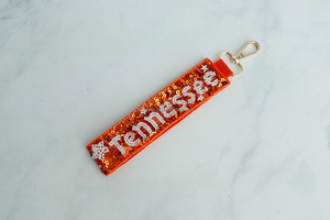 Georgia Beaded Keychain Sequin Letter Key Ring Handmade State Name Bead Keychain Embroidered Rectangle Key Holder Bag Pendant - Product Image 4