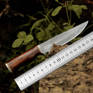 Couteau de chasse droit artisanal en acier Damas A&M ENTERPRISES, manche en bois, qualité professionnelle OEM, garantie 3 ans - Product Image 4