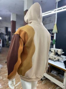 Sudadera con Capucha para Hombre, 100% Algodón, Invierno, Diseño Color Block, Bordada, Casual, Estilo Urbano, con Paneles Amarillo Marrón 2026 - Product Image 2