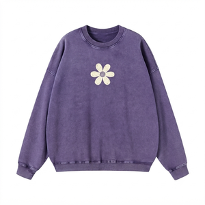 Sweat-shirt personnalisé délavé à l'acide OEM ODM, col rond teint en pièce vintage, 100% coton, unisexe, brodé, coupe classique, vente en gros de vêtements - Product Image 1