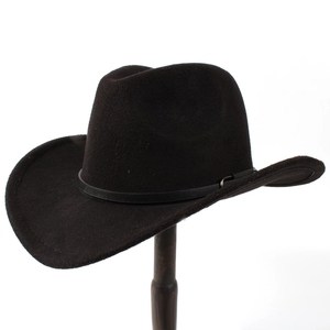 Sombrero de Vaquero Occidental de Lana para Hombre y Mujer, con Visera de Cuero, Color Negro - Product Image 2