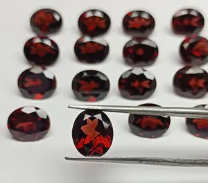 12x10mm bentuk Oval kualitas tinggi Natural mozque merah Garnet segi longgar memotong batu permata untuk membuat perhiasan dari M.Y. Permata