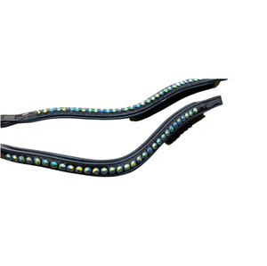 Banda para las cejas acolchada de cuero ostentoso/cristal personalizable más vendida Bandas para deportes de equitación cómodas en precio de fabricación - Product Image 1