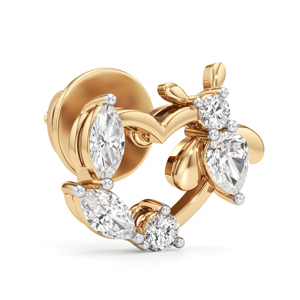 Boucles d'oreilles en forme de cœur, diamant taille marquise, or jaune, luxe, pour femme, à porter au quotidien - Product Image 3