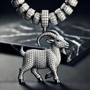 Collier pendentif chèvre Hip Hop Iced Out en argent sterling 925 avec diamant Moissanite certifié IGI, bijoux d'Inde - Product Image 4