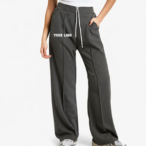 Pantalones de Verano para Mujer, Hechos a Medida, 100% Algodón Felpa, 380 Gramos, Color Sólido, Corte Holgado, Logotipo Hip Hop, Cintura Elástica de Alta Calidad - Product Image 1