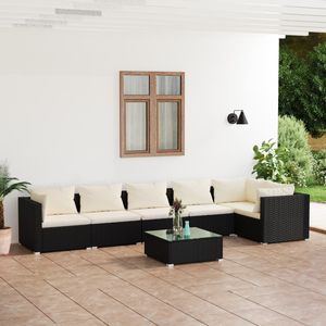 Set Lounge da Giardino Modulare in Rattan PE Nero, 6 Posti, Arredamento da Esterno dal Design Contemporaneo - Product Image 3