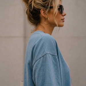T-shirt ample à col rond et épaules tombantes pour femme, 100 % coton, imprimé, décontracté, respirant, extensible dans les 4 sens, streetwear, 180 g - Product Image 6