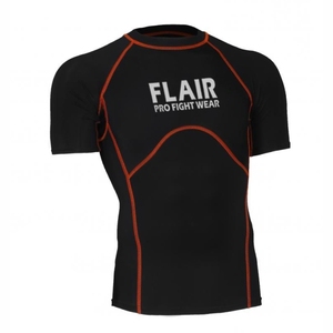 Flair Men's Short Sleeve <b>Compression</b> T-<b>Shirt</b> <b>Black</b> Quick Dry Slim Fit Sporty O-Neck Printed With Pattern - Product Image 4