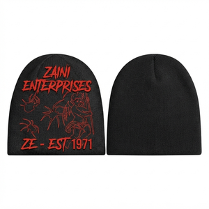 ZAINI Premium 280 GSM 100% Acrylic Knit Unisex Beanie Soft Warm Black Gray <b>Navy</b> Casual Ski Winter <b>Hat</b> with Embroidery - Product Image 1
