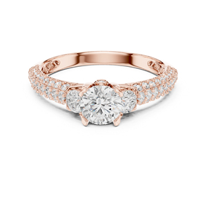 แหวนเพชรทรงกลมทองคำ 14K สำหรับผู้หญิง |   ชุดทำงาน |   เพชรที่เพิ่งเพาะเลี้ยง - Product Image 2