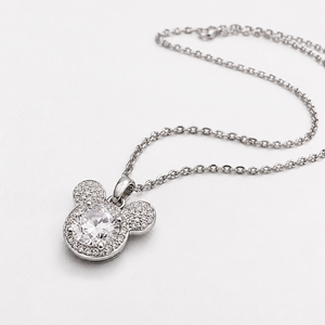 Collier en argent sterling 925 plaqué or avec pendentif Mickey en moissanite taille brillant rond certifié GRA pour femme - Product Image 3