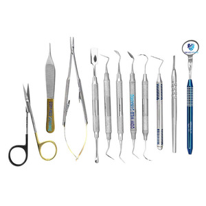 Juego completo de instrumentos quirúrgicos dentales de acero inoxidable premium, kit manual de cirugía periodontal de alta precisión, reutilizable, DMD - Product Image 1