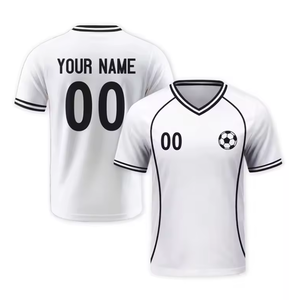 Ensemble de maillots de football rétro personnalisés imprimés sur le devant, 100 % polyester, séchage rapide, uniforme de football à manches courtes pour nom d'équipe, élastique - Product Image 4