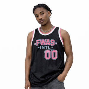 Maillot de sport sans manches en maille noire personnalisé, style streetwear, basketball, OEM ODM, vente en gros, maillot de football américain - Product Image 2