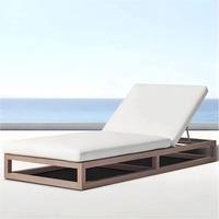 Chaise longue d'extérieur de luxe moderne en teck avec coussin écologique haut de gamme résistant aux UV et hydrofuge à séchage rapide haute densité