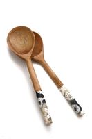 Set Peralatan Sajian Salad Enamel Desain Terbaik Sepanjang Masa, Kayu Alami Dengan Gagang Berlapis Enamel, Harga Sangat Terjangkau